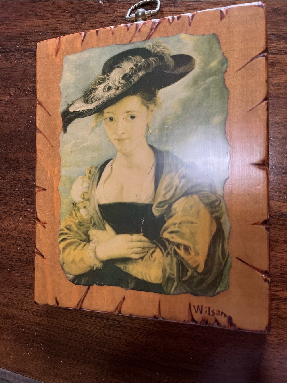 Vintage Wood Decoupage Plaque - Rubens "Portrait of Susanna Lunden"
